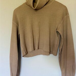 Aritzia Tan Cropped Turtleneck Sweater
